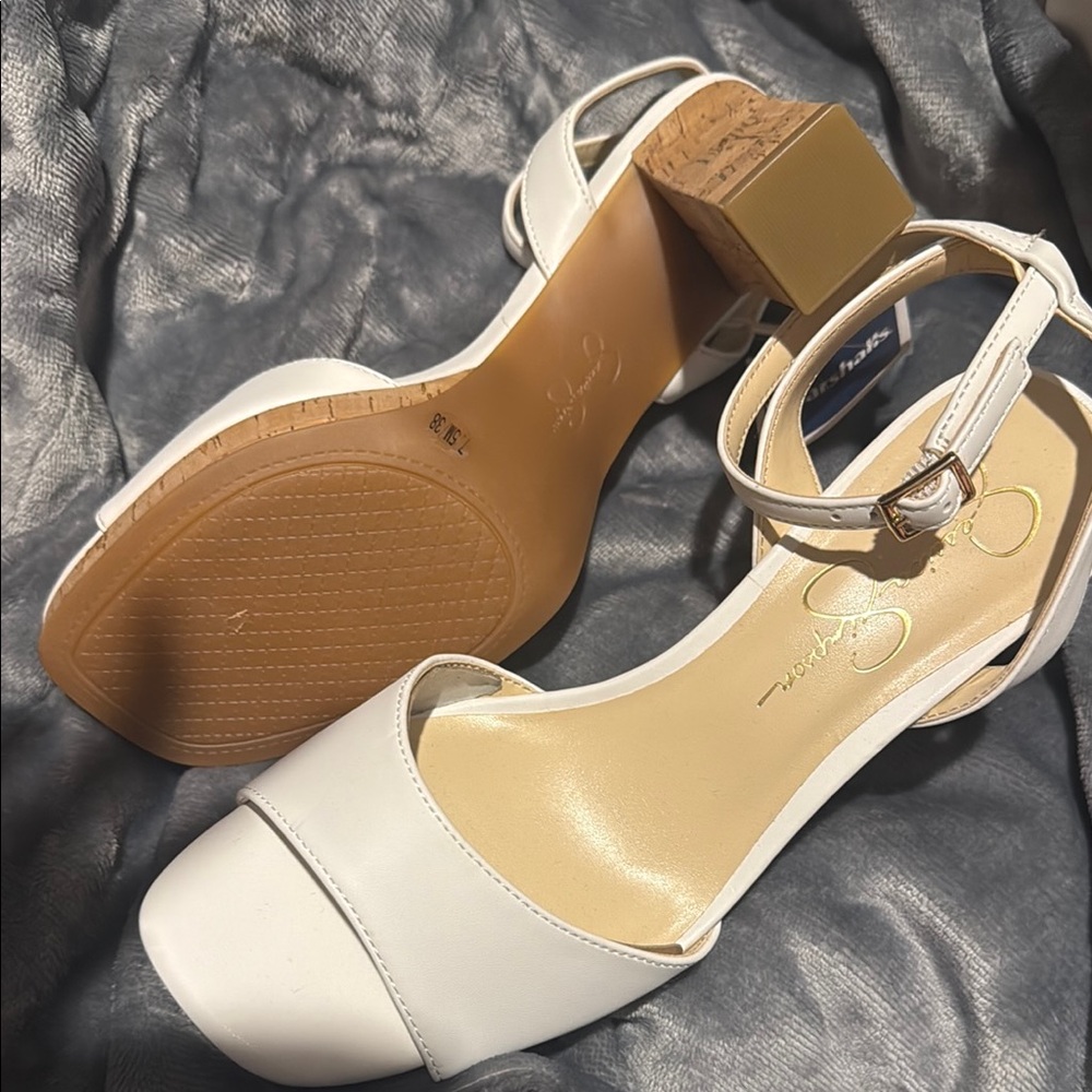 Jessica Simpson White Heels Ankle Strap